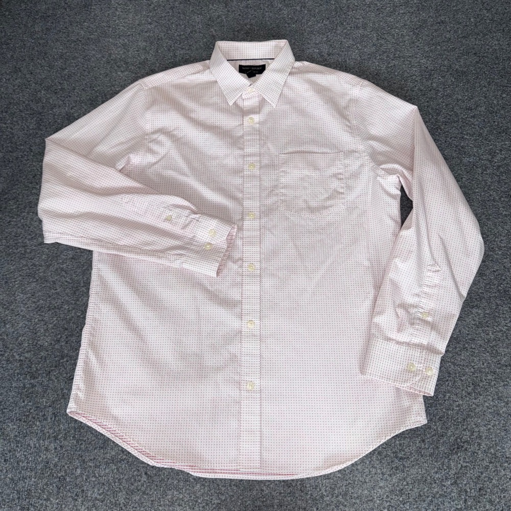 Banana Republic Men Large 16-16.5 35 Slim Non-Iron Micro Dress Shirt Long Sleeve